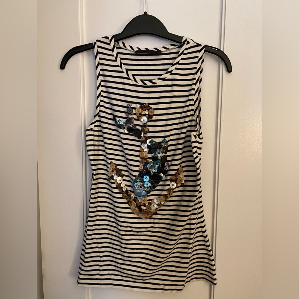 Alexander McQueen one of a kind white and blue stripes t shirt with buttons